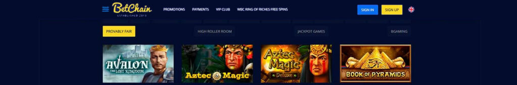 BetChain Casino Games