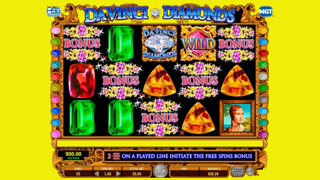 Da Vinci Diamonds slot bonus game