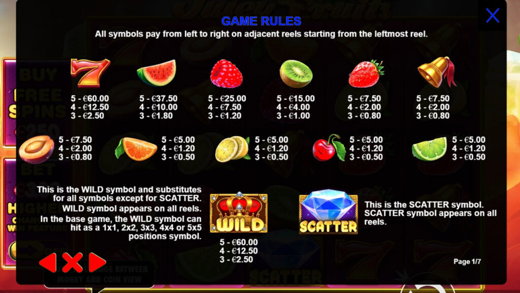 Juicy Fruits Slot Payouts